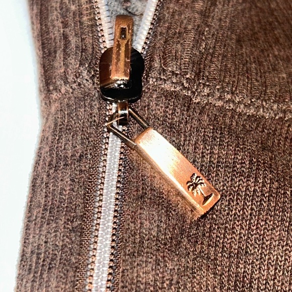 Tommy Bahama Men's 1/4 Zip Pullover Knit Sweater Brown Solid Mock Neck Cotton - Picture 6 of 12